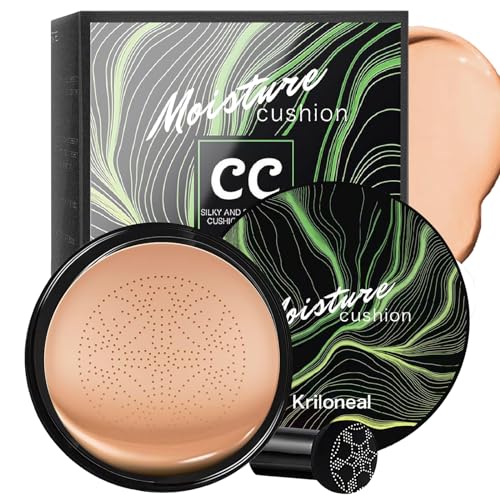 CC Cream Foundation Mushroom Head Air Cushion Face Makeup Moisturizing Concealer Waterproof Oil Control Long-Lasting Nude Makeup Even Skin Tone for All Skin Types (Light Brown)