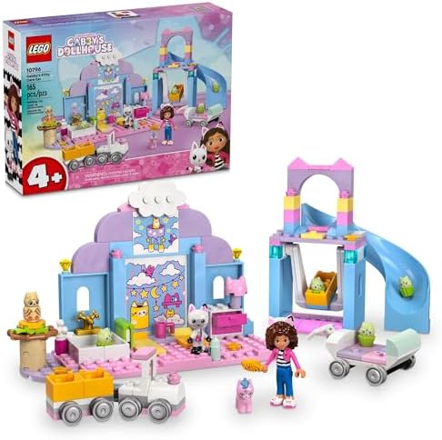 LEGO Gabby’s Dollhouse Gabby’s Kitty Care Ear Animal Playset for Kids, Pet Pretend-Play Entertainment Toy with a Pink Car, Slide, and Figures, Cat Toy Gift for Girls and Boys Ages 4 and Up, 10796