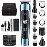 Brightup Beard Trimmer, Mens Grooming Kit with Hair Clippers, Electric Razor, Shavers for Mustache, Body, Face, Ear, Nose Hair Trimmer, USB Rechargeable & LED Display, Gifts for Men