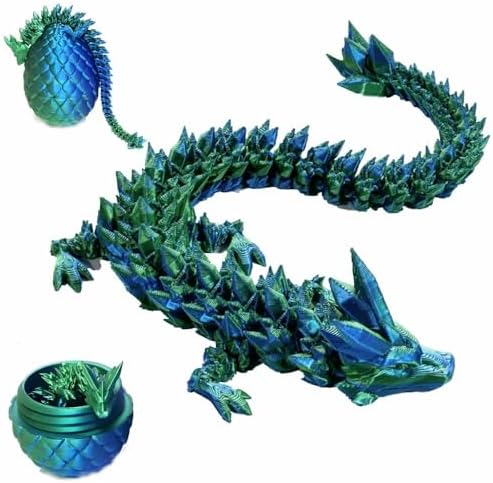 Easter Basket Stuffers, 3D Printed Dragon Surprise Egg, Executive Dragon Fidget Desk Toys Decorative Easter Egg Fillers Easter Gifts for Boys Kids Home Decor(Green)