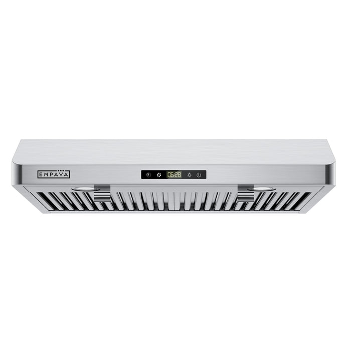 Empava Ductless/Ducted Range Hood Under Cabinet 30 Inch, Touch Control, Timer & Clock Setting, 300 CFM 3-Speeds, Plug in, Stainless Steel