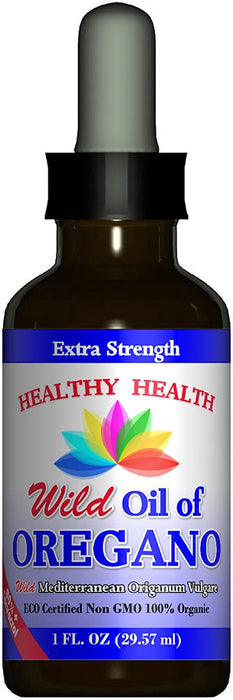 Healthy Health Oregano Oil - Wild Mediterranean - ECO Certified Organic Extra Strength 83% Carvacrol, Food Grade Oil of Oregano Liquid, Immune Support, Vegan, Aceite de Oregano, Non GMO 1 fl. OZ