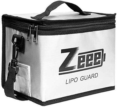 Zeee Fireproof Explosionproof Large Capacity Battery Storage Guard Pouch for Lipo Charge & Storage (8.46 x 6.5 x 5.71 in)