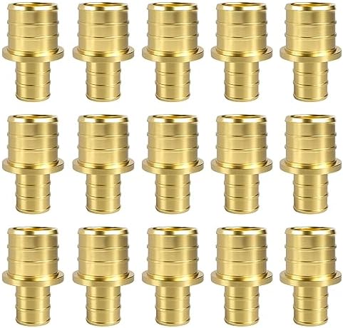 SUNGATOR 15-Pack PEX 1/2"x 3/4" PEX Reducing Coupling Brass Crimp Fitting, No Lead Brass