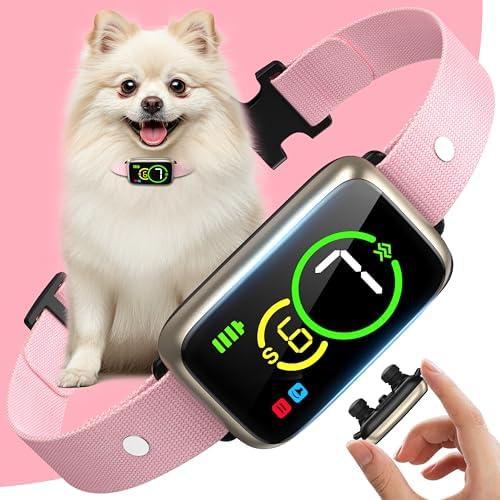 Bark Collar, Dog Bark Collar for Small Medium Mini Dogs, Automatic Stop Bark Collar, Safe Humane Barking Collar with 4 Effective Modes Beep Vibration & 7 Adjustable Sensitivities BabyPink