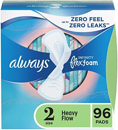 Always Infinity Feminine Pads for Women, Size 2 Regular, with Wings, unscented, 96c