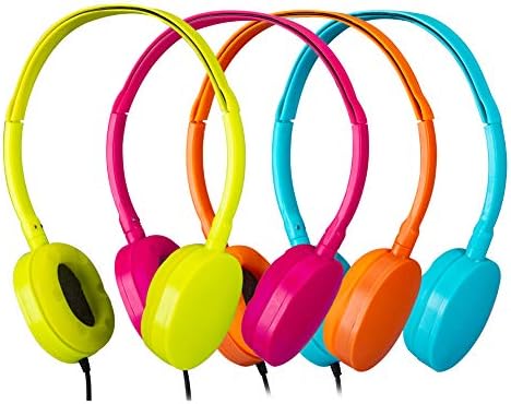 Bulk Headphones 4 pack school Sponge,Plastic headphones for classroom -YMJ(Y4 color mixed)Earphones Earbuds for kids,Students, Libraries, Laboratories (mix), 20 ounces