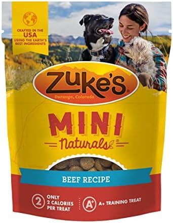 Zuke's Mini Naturals Dog Training Treats, Salmon Recipe, Soft Mini Dog Treats with Vitamins & Minerals, Made for All Breed Sizes Beef, 16 Ounce (Pack of 1)