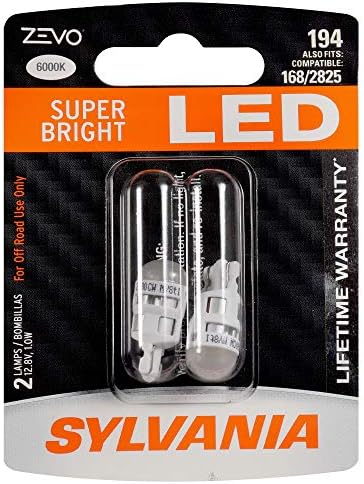 SYLVANIA ZEVO 194 T10 W5W White LED Bulb, (Contains 2 bulbs)