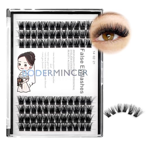 Bodermincer 84 Clusters Large Pack D Curl Volume Lashes Set Wide Cluster False Eyelash DIY Eyelash Extension Individual Lash Girl Women Home Eyelash Extension (14mm)