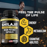 Vitalpha Natural Shilajit Resin Capsules – 50% Fulvic Acid – 85 Trace Minerals – Pure Himalayan Shilajit Supplement – Organic, Made in USA – 60 Capsules