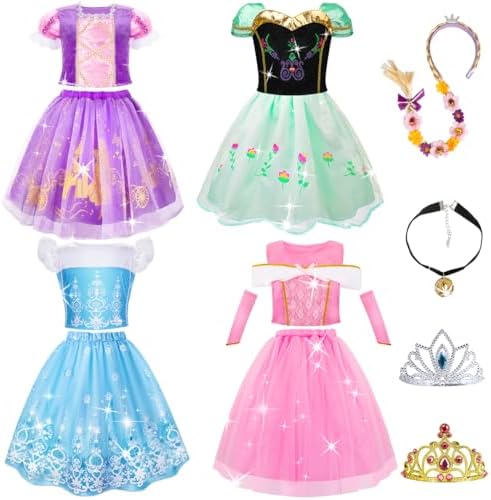 Meland Princess Dress Up - Dress Up Clothes for Girls with Toys,Christmas Birthday Gift for Toddler Girls 3,4,5,6,7,8 Years