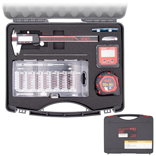 VINCA Digital Caliper Set, DCLA-01 6"/150mm Digital Caliper, 10ft Tape Measure, Digital Level, 63 in 1 Screwdriver Set, 6" Ruler