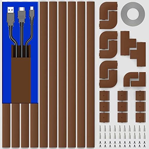 Wire Hider, 157in Delamu Cord Hider Wall, Paintable Wire Covers for Cords, TV Cable Hider Wall Kit, Cable Covers Raceway, Cable Management Hide TV Cords for Wall Mount TV, 10XL15.7 W0.95 H0.55in Brown