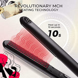 TYMO SWAY Hair Straightener with 10s Fast Heating, 1 Inch Professional Flat Iron Curling Iron in One with 32 Adjustable Temp, Automatic Shut Off, Dual Voltage