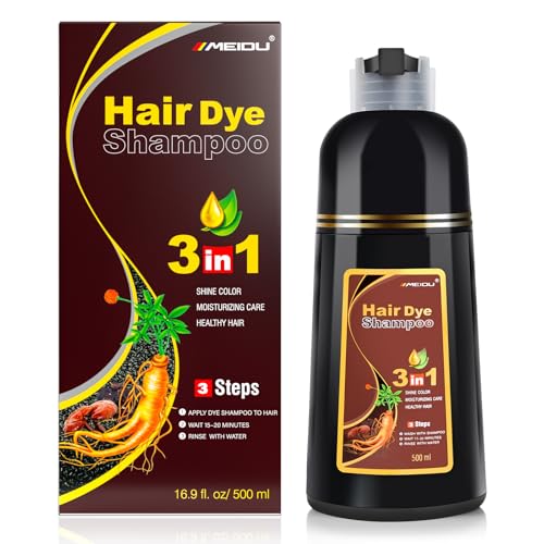 KINGMING Instant Gray Hair Color Shampoo - 3 in 1 Herbal Chestnut Brown Hair Dye with 100% Coverage for Women & Men (500ml)