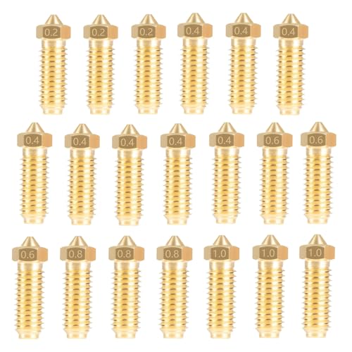 20PCS Barss Nozzles Kit for Kobra 3, 3D Printer 8PCS 0.4mm and 3PCS 0.2mm, 0.6mm, 0.8mm, 1.0mm Nozzles Kit for Anycubic Kobra 3, Kobra 3 Combo