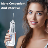 GENKENT Water Dental Flosser Cordless for Teeth Cleaning 300ML Dental Oral Irrigator 3 Modes 5 Tips Rechargeable Waterproof Electric Flossing for Home Travel (White)