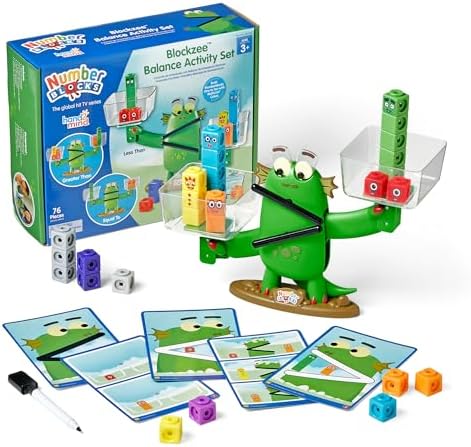 hand2mind Numberblocks Blockzee Balance Activity Set, ﻿61 MathLink Cubes, Balance Scale, Educational Math Manipulatives, Numbers for Toddlers, Preschool Learning Activities, Birthday Gifts for Kids