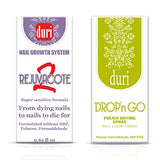 duri Rejuvacote 2 Nail Growth System Base and Top Coat, Drop'n Go Nail Polish Drying Drops - Nails Hardening, Growth, Damage Repair, Chipping, Breaking and Brittle Treatment (0.61 fl.oz) Combo Pack