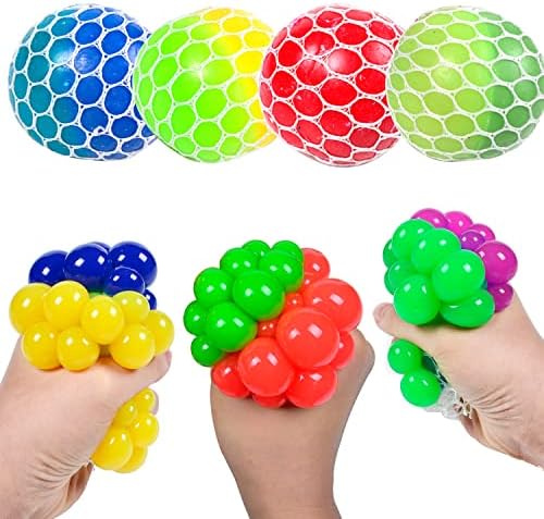 Squishy Balls 12 PCS Stress Balls Fidget Toys for Kids Adults with Exclusive Mesh Color Changing Stress Balls,Anti-Anxiety Toys, Relieve Pressure Balls Sensory Toys,Stress Relief Ball for Kids