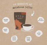 Mushroom Coffee - Premium Coffee Blend with Grass-Fed Collagen, Reishi, Cordyceps, Lion's Mane, and L-Theanine for Enhanced Focus, Energy, Digestion, and Immune Support - 30 Servings