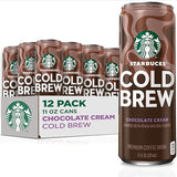 Starbucks Cold Brew Coffee, Chocolate Cream, 11 fl oz Cans (12 Pack), Premium Coffee Drink, Iced Coffee