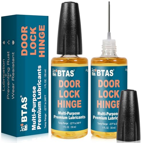Lock Door Hinge Squeaky Fix Noise Lubricant Oil Stop Noise for Key Lube with Needle Oiler 1 oz 2 Pcs