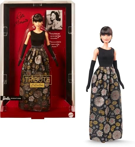 Barbie Signature Tribute Collection Rita Moreno Collectible Doll in Black & Gold Gown with Gloves and Shoes, Includes Doll Stand