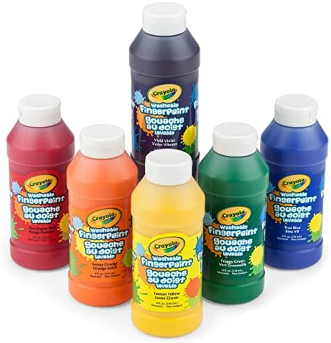 Crayola Washable Finger Paints (6ct), Toddler Paint Set, Finger Paint for Kids, Preschool Supplies for Teachers, Nontoxic [Amazon Exclusive]