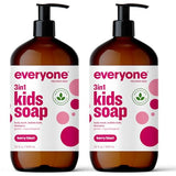 Everyone 3-in-1 Kids Soap, Body Wash, Bubble Bath, Shampoo, 32 Ounce (Pack of 2), Berry Blast, Coconut Cleanser with Plant Extracts and Pure Essential Oils