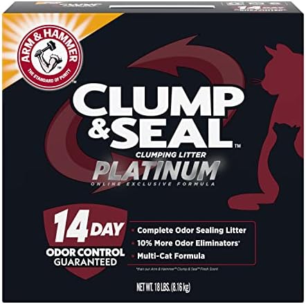 Arm & Hammer Clump & Seal Platinum Multi-Cat Complete Odor Sealing Clumping Cat Litter, 14 Days of Odor Control 18lb, Online Exclusive Formula