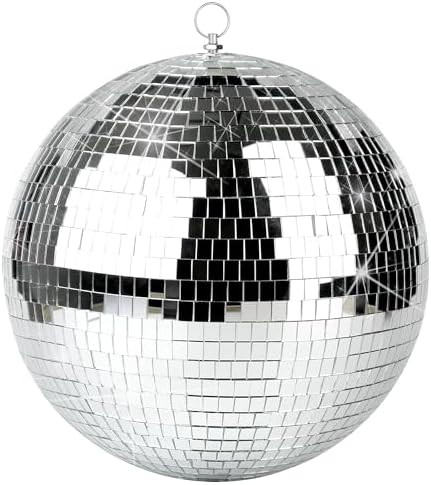 Disco Ball - 12 Inch Mirror Disco Ball, Ideal for DJ Club, Party, Wedding, Home Decor, and Live Stage with Hanging Ring for Easy Installation, Silver