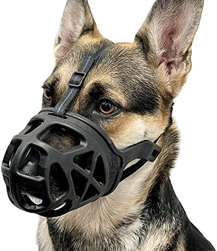 BARKLESS Dog Muzzle, Basket Muzzle for Biting, Chewing and Scavenging, Humane Cage Mouth Cover, Perfect for Grooming and Training Small, Medium, Large Aggressive Reactive Dogs (S, Black)