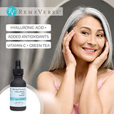 RemeVerse Hyaluronic Acid+ Serum 1 oz, 100% Pure Medical Grade Clinical Strength Hyaluronic Acid with Vitamin C and Green Tea Extract Anti-Aging Serum for Your Face, Lips and Décolleté.