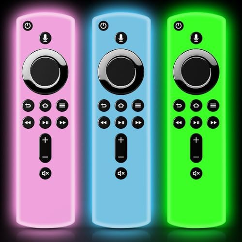 ONEBOM (3 Pack) TV Remote Cover Case, Silicone Remote Cover, Remote Control Cover(Glow Green+Glow Blue+Glow Pink)