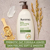 Aveeno Daily Moisturizing Body Lotion with Soothing Prebiotic Oat, Gentle Lotion Nourishes Dry Skin With Moisture, Paraben-, Dye- & Fragrance-Free, Non-Greasy & Non-Comedogenic, 2 x 18 oz