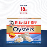 Bumble Bee Canned Hardwood Smoked Oysters, 3.75 oz Cans (Pack of 12) - Ready to Eat - 18g Protein per Serving - Gluten Free