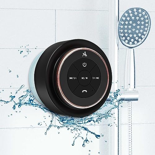 XLEADER Rose Gold Bluetooth Shower Speaker, SoundAngel Mate Certified IPX7 Waterproof Bathroom Speaker with Suction Cup Mic 5W Crystal Sound, 15H Playtime, for Girls Women