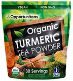 Opportuniteas Organic Turmeric Tea Powder - Matcha Green Tea, Turmeric, Cinnamon, Ginger, Black Pepper - Natural Joint Support Supplement For Juice, Smoothie & Drinks - Vegan & Non-GMO - 30 Servings