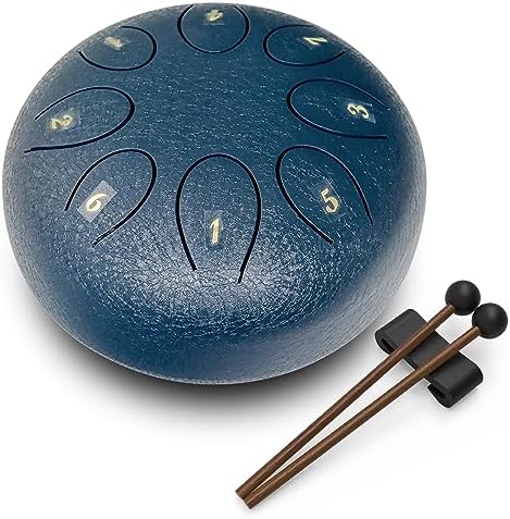 REGIS Steel Tongue Drum 6 inch 8 Notes Musical Percussion Instrument, Rain Drum for Outside - Musician Gift for Family and Friends(Navy)