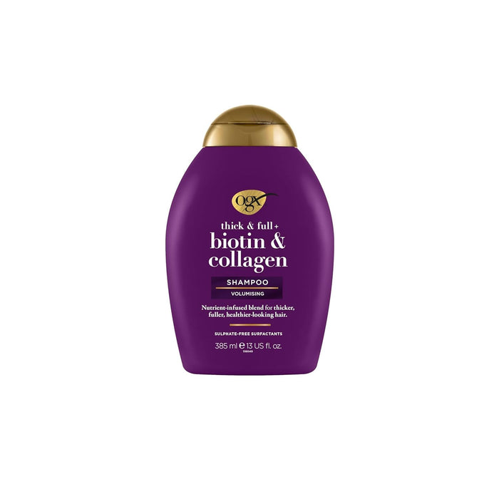 OGX Biotin & Collagen Shampoo (385 ml), kräftigendes Haarshampoo für feines & dünnes Haar, mit Vitamin B7 Biotin & Kollagen, ohne Sulfate