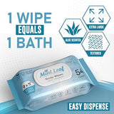 MintLeaf XL Deodorizing Body Wipes with Vitamin E Aloe Scented 9x11 | Thick Cleansing Natural Adult Shower Wipes | Hypoallergenic Washcloths Incontinence Camping Travel Gym | 216 + 18 Individual Wipes