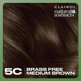 Clairol Natural Instincts Demi-Permanent Hair Dye, 5C Brass Free Medium Brown Hair Color, Pack of 3