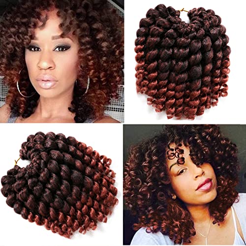 8 Inch Jamaican Bounce Crochet Hair 22 Strands Jumpy Wand Curl Crochet Hair 4 Packs Curly Crochet Hair for Black Women (8 Inch 4 Packs, T1B-350#)