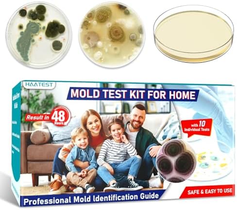 Mold Test Kit for Home: 6 Simple Mold Detector with Detailed Identification Guide for Surfaces Indoor Air Quality HVAC Testing Results in 48 Hours at Home Black Mold Detection Kit