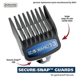 Wahl Genuine Secure-Snap™ Guide Comb Set with Colored Metal Clips and Guard Organization Caddy, 12 Full Size Attachment Guards from 1/16” to 1” for Increased Cutting Performance Grey - 3291-300