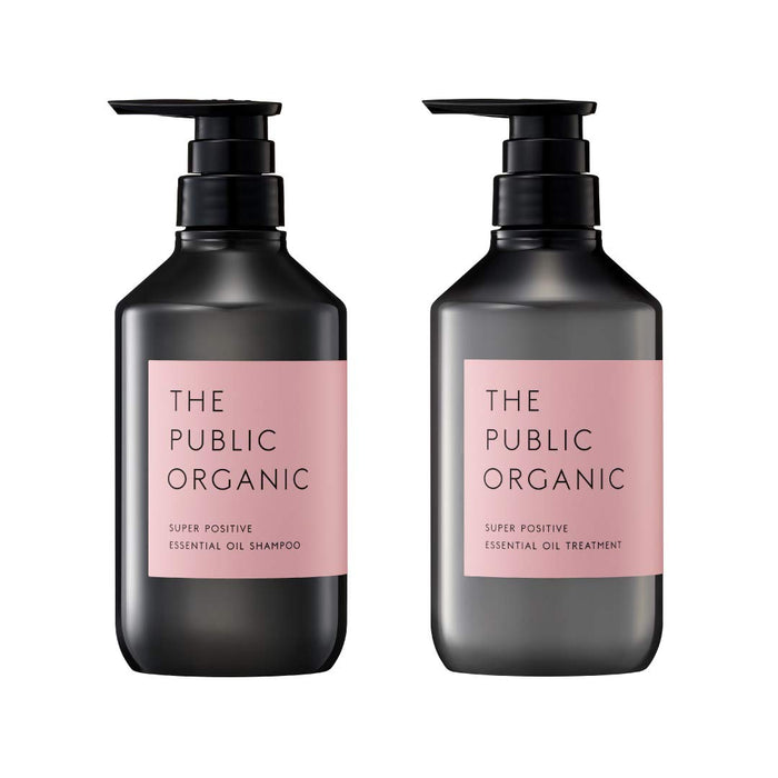 The Public Organic Shampoo & Treatment Bottle Set [Super Positive] [Repair] Best Cosmetics 480mL + 480mL Amino Acid Aroma Essential Oil Additive-Free Hair Care Non-Silicone Made in Japan