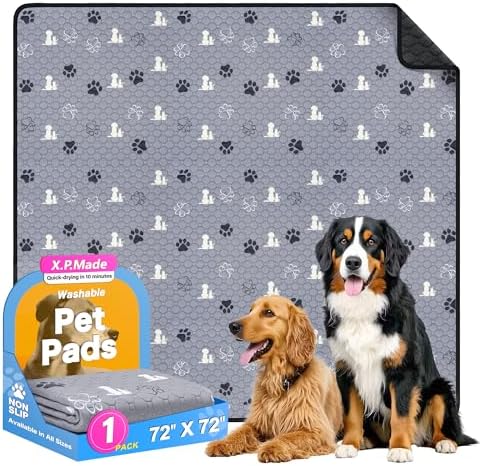 Washable Pee Pads for Dogs 72"x72", Extra Large Reusable Puppy Pads, Waterproof Pet Pee Pads for Dog Potty Training, Extra Large Dog Pee Pads for Crate, Playpen, and Whelping, Durable and Absorbent