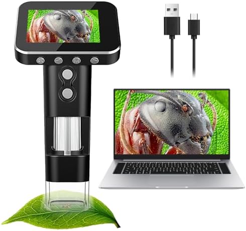 Microscope for Kids - Portable Handheld Magnifying Glass for Girls | 2.4" LCD Screen 1000X Mini Microscope | Educational Science Toys for Age 3 4 5 6 7 8 Years Old Boys Christmas Birthday Gift